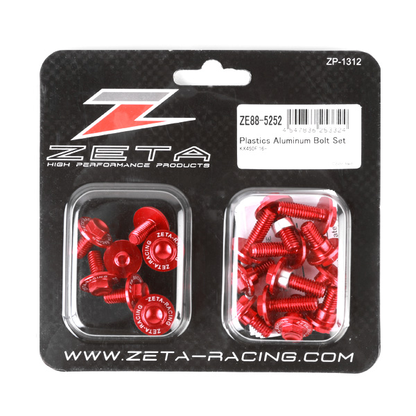 ZETA Alu Bolt Set for Plastics KX450F 16-23, KX250 21-23 Red