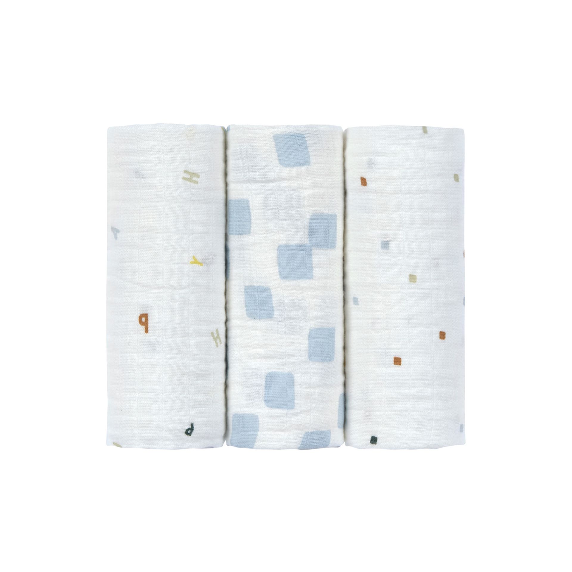 Lässig Swaddle & Burp Blanket M GOTS Happy Fruits blue