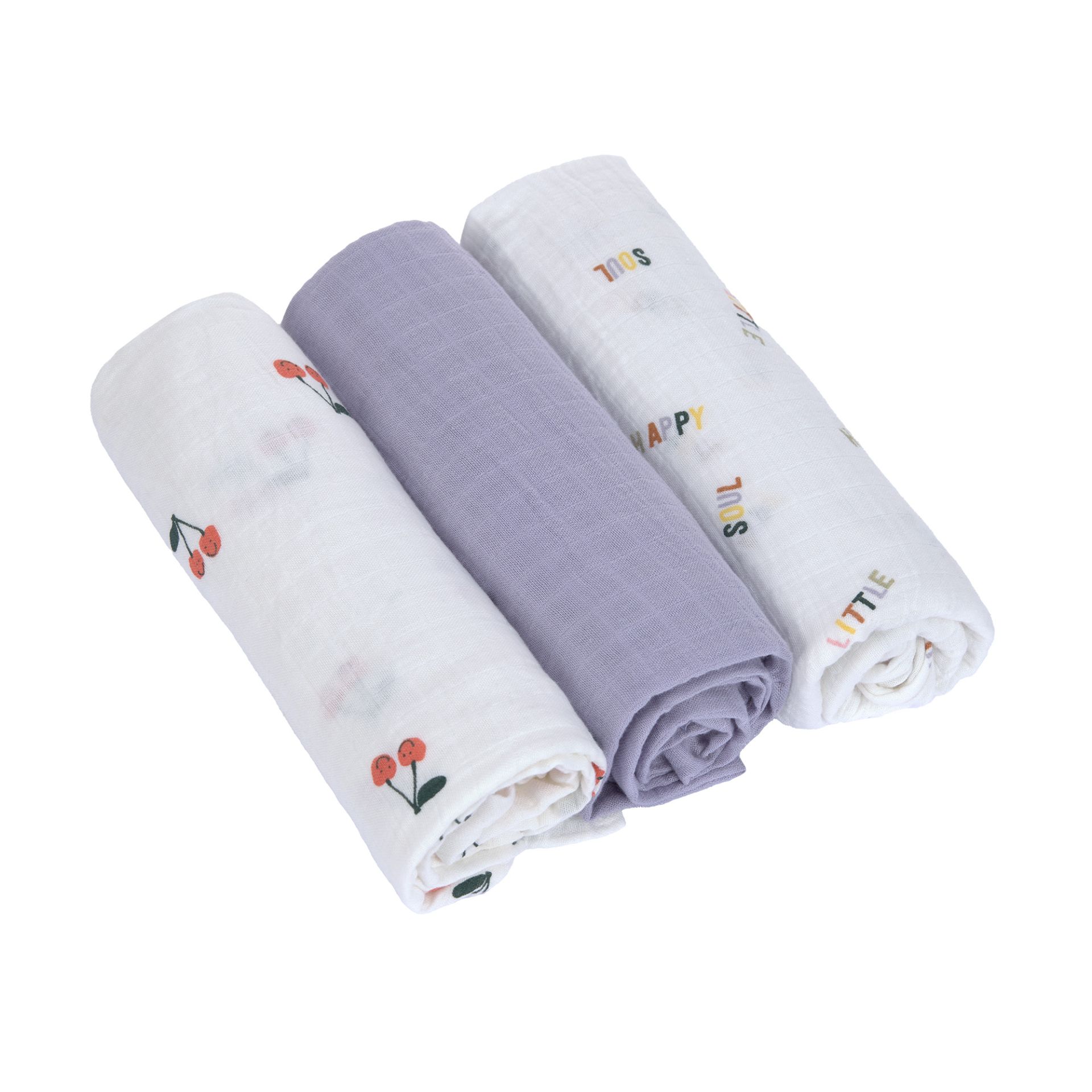 Lässig Swaddle & Burp Blank L GOTS Happy Fruits Cherry