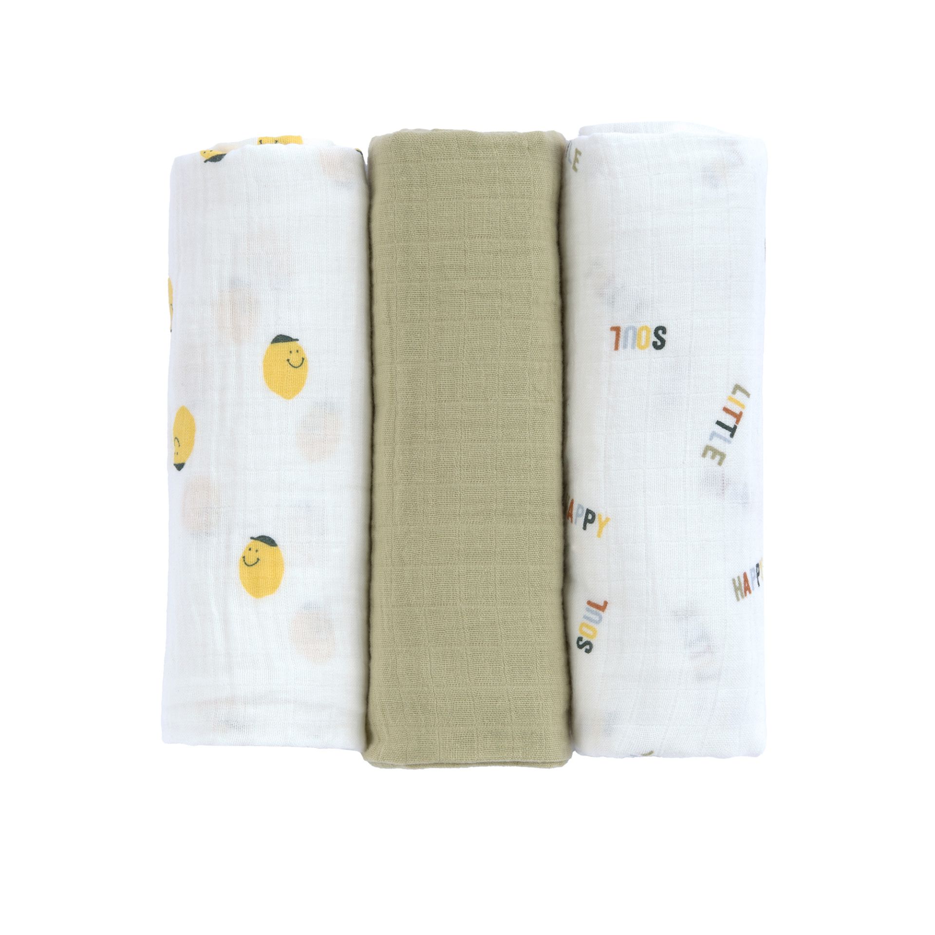 Lässig Swaddle & Burp Blank L GOTS Happy Fruits Lemon - 4