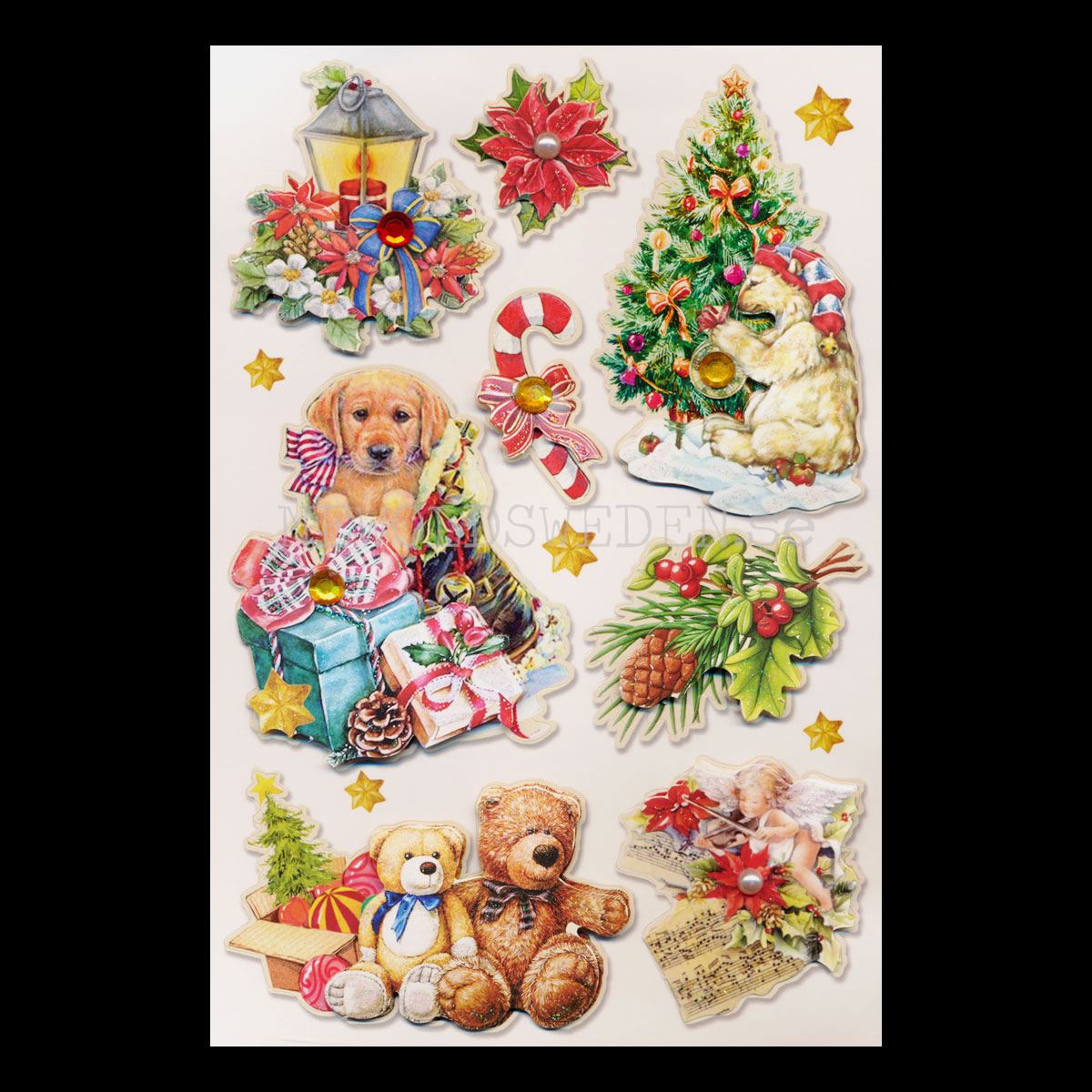 Stickers 8 pieces Glitter 3D Decoupage Nostalgia - 2