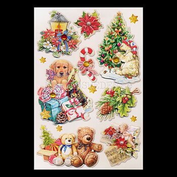 Stickers 8 pieces Glitter 3D Decoupage Nostalgia