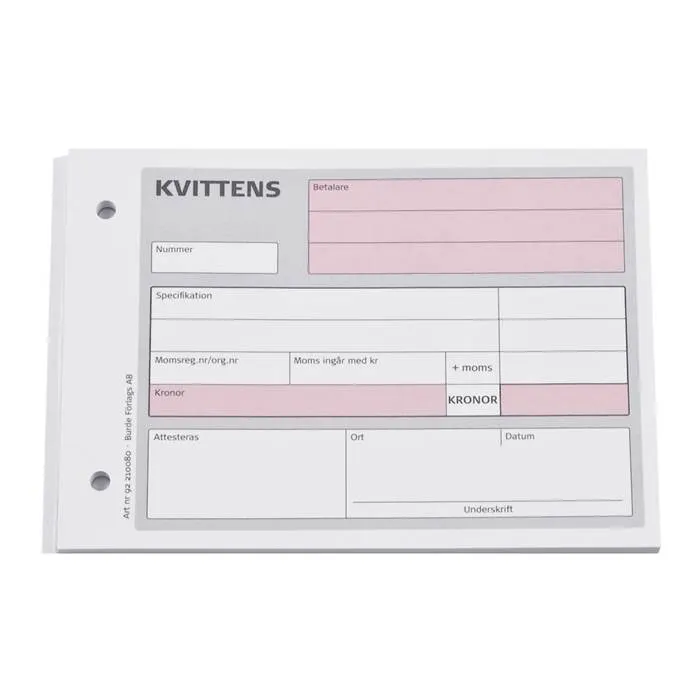 Kvittensblock A6L 50 blad - 2