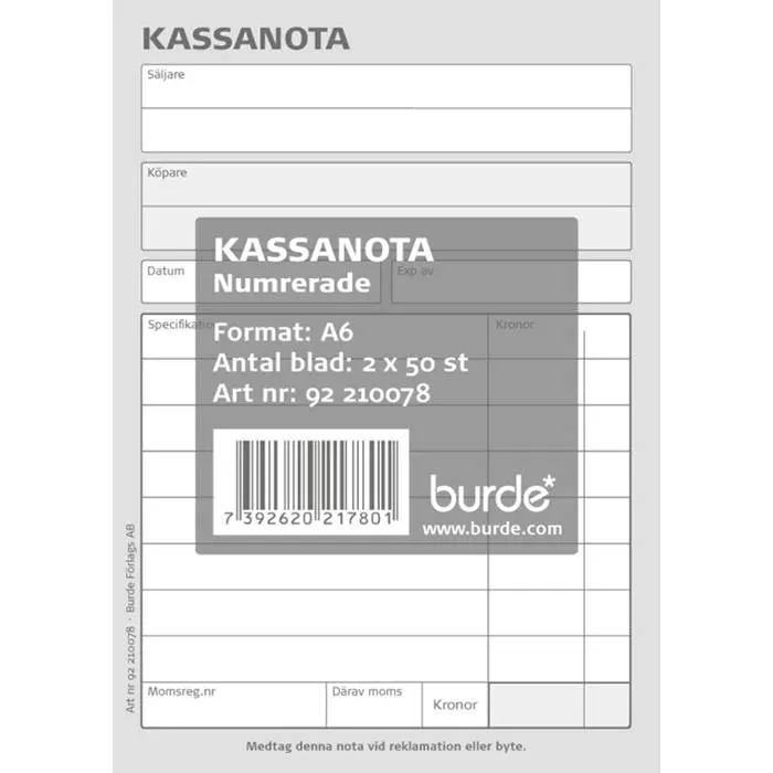 Kassanota 100x150mm 2x50numrerade blad - 3