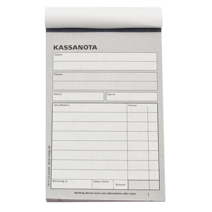 Kassanota 100x150mm 2x50numrerade blad - 2
