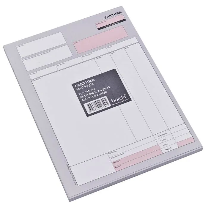 Faktura A4 onumrerade 2x50blad - 2