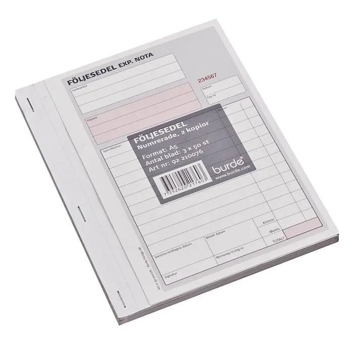 Följesedel A5 numrerade 3x 50 blad - 2