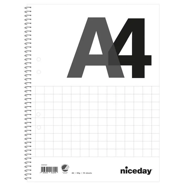 Kollegieblock A4 60g rutat 3/fp - 2