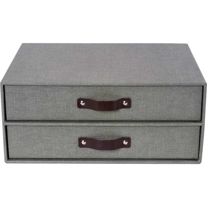 Förvaringsbox Birger 2 lådor canvas Grå - 2