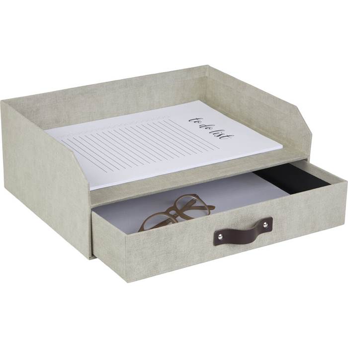 Brevkorg Bigso Walter med låda canvas linen - 3