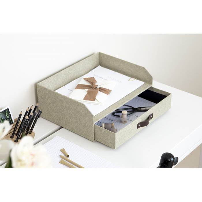 Brevkorg Bigso Walter med låda canvas linen - 4