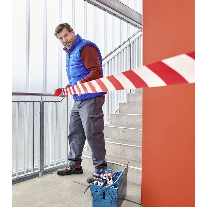 Varningsband 80mmx100m röd/vit Tesa - 2