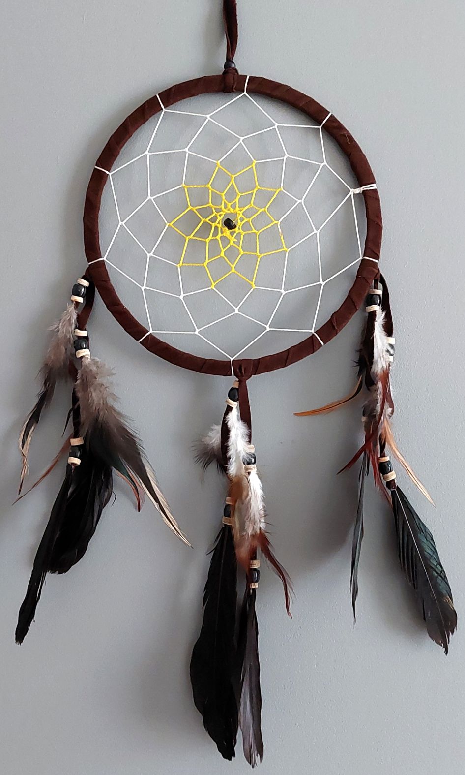 Drömfångare, Gul/Vit - 17cm