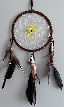 Drömfångare, Gul/Vit - 17cm