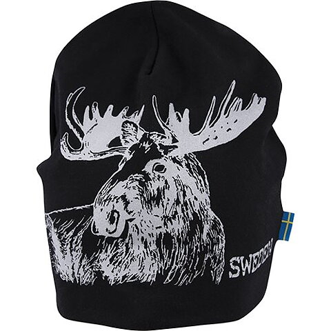 Beanie mössa svart med älg sweden 