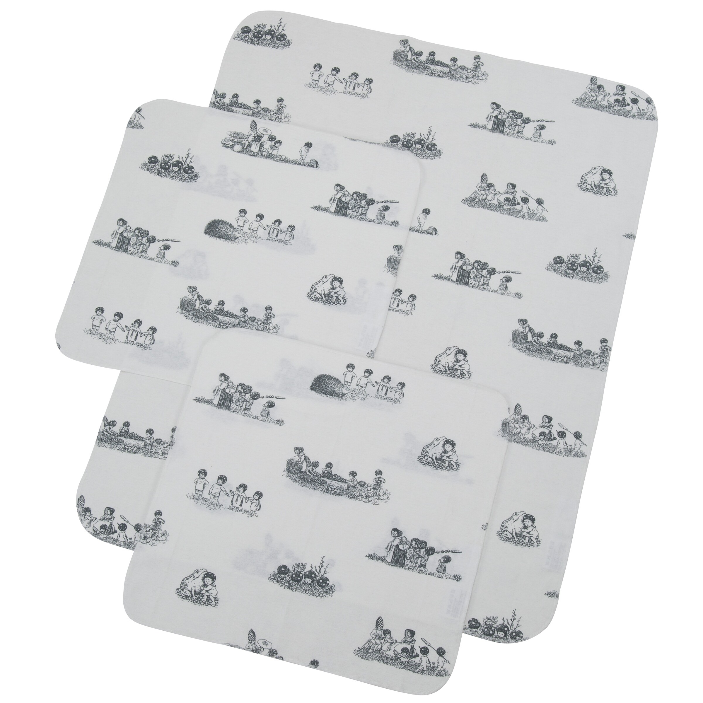 Rätt Start Filt Flanell 3- Pack  Grå -  Tomtebobarnen Elsa Beskow - 2