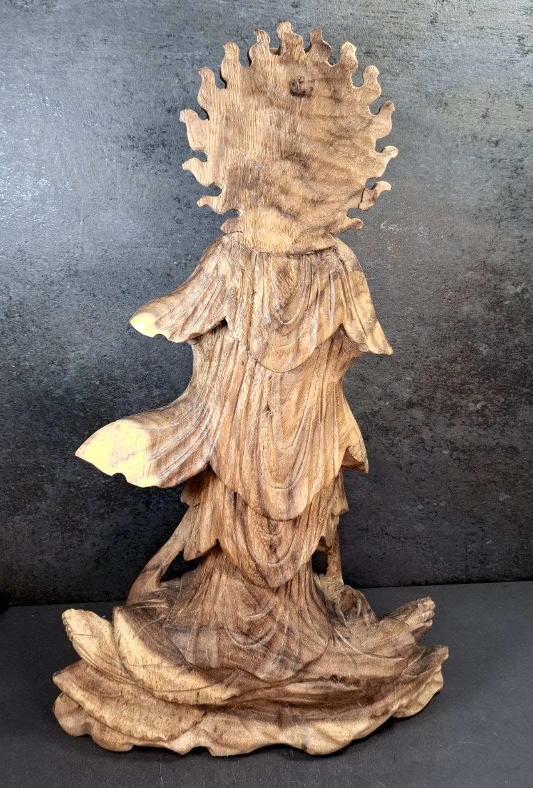 Kuan Yin Staty handsnidad i trä - 50cm  - 3