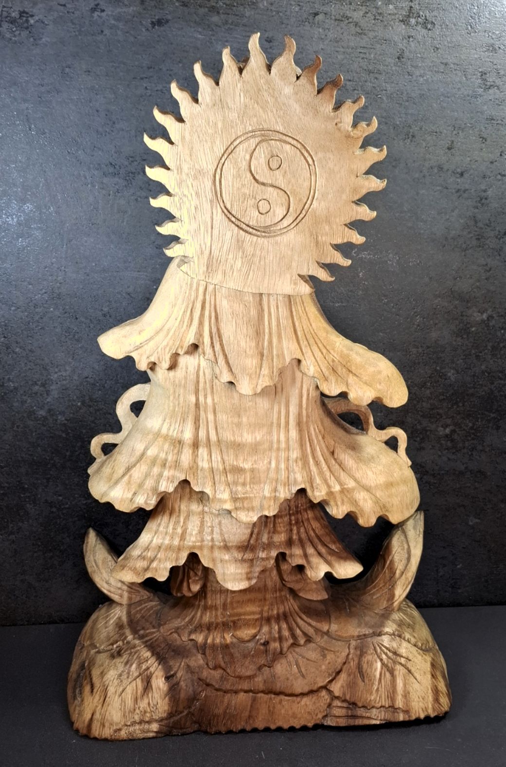 Kuan Yin Staty handsnidad i trä - 50cm  - 3