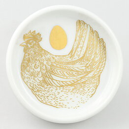 Gunvor Olin-Grönqvist (1964) Four Round Dishes with Golden Hen Decor 7 cm