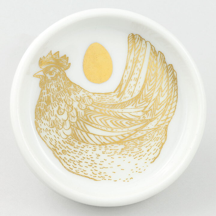 Gunvor Olin-Grönqvist (1964) Four Round Dishes with Golden Hen Decor 7 cm