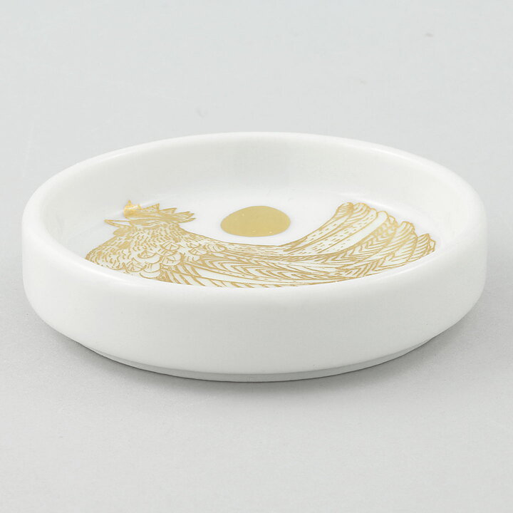 Gunvor Olin-Grönqvist (1964) Four Round Dishes with Golden Hen Decor 7 cm