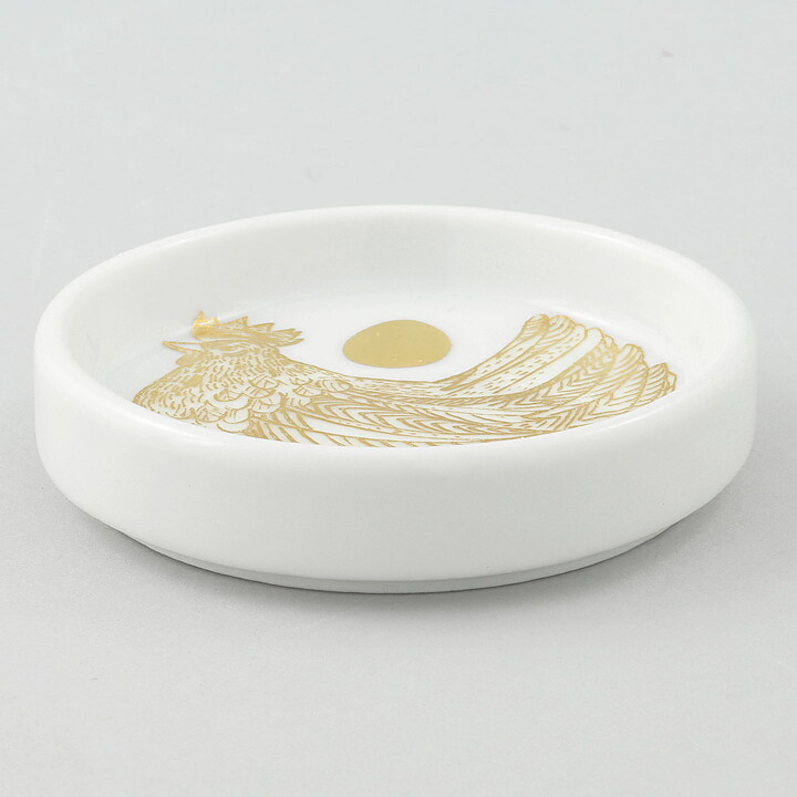 Gunvor Olin-Grönqvist (1964) Four Round Dishes with Golden Hen Decor 7 cm