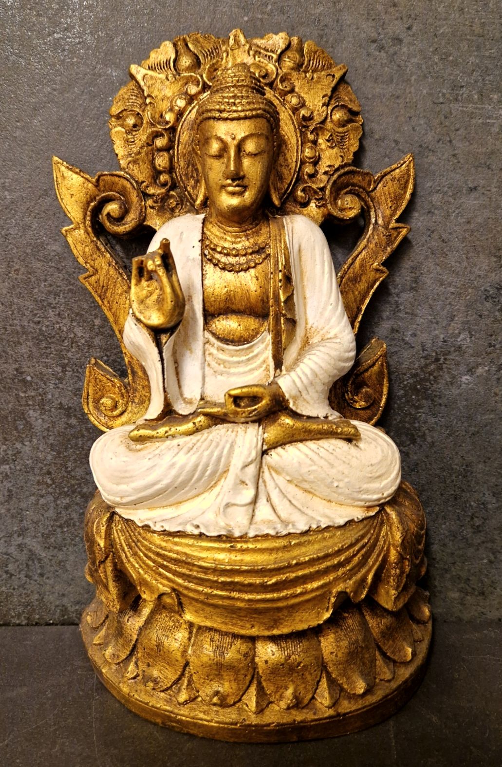 Mediterande Buddha på Lotus tron - 31 cm - 4