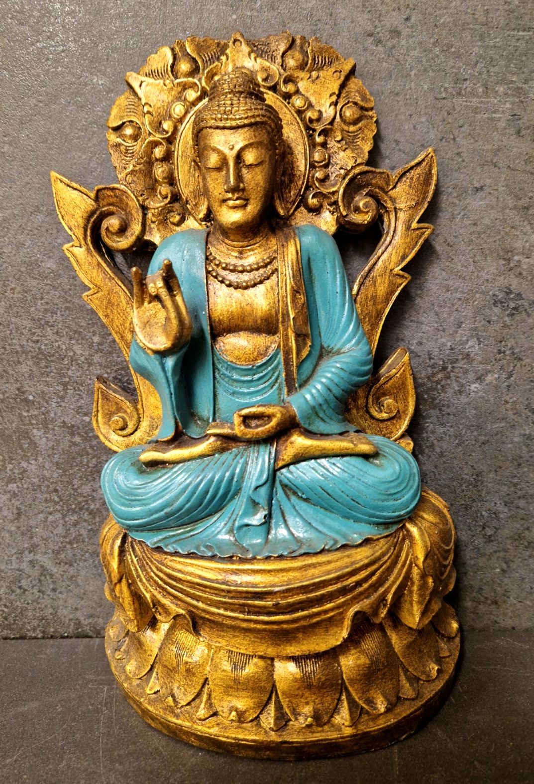 Mediterande Buddha på Lotus tron - 31 cm - 5