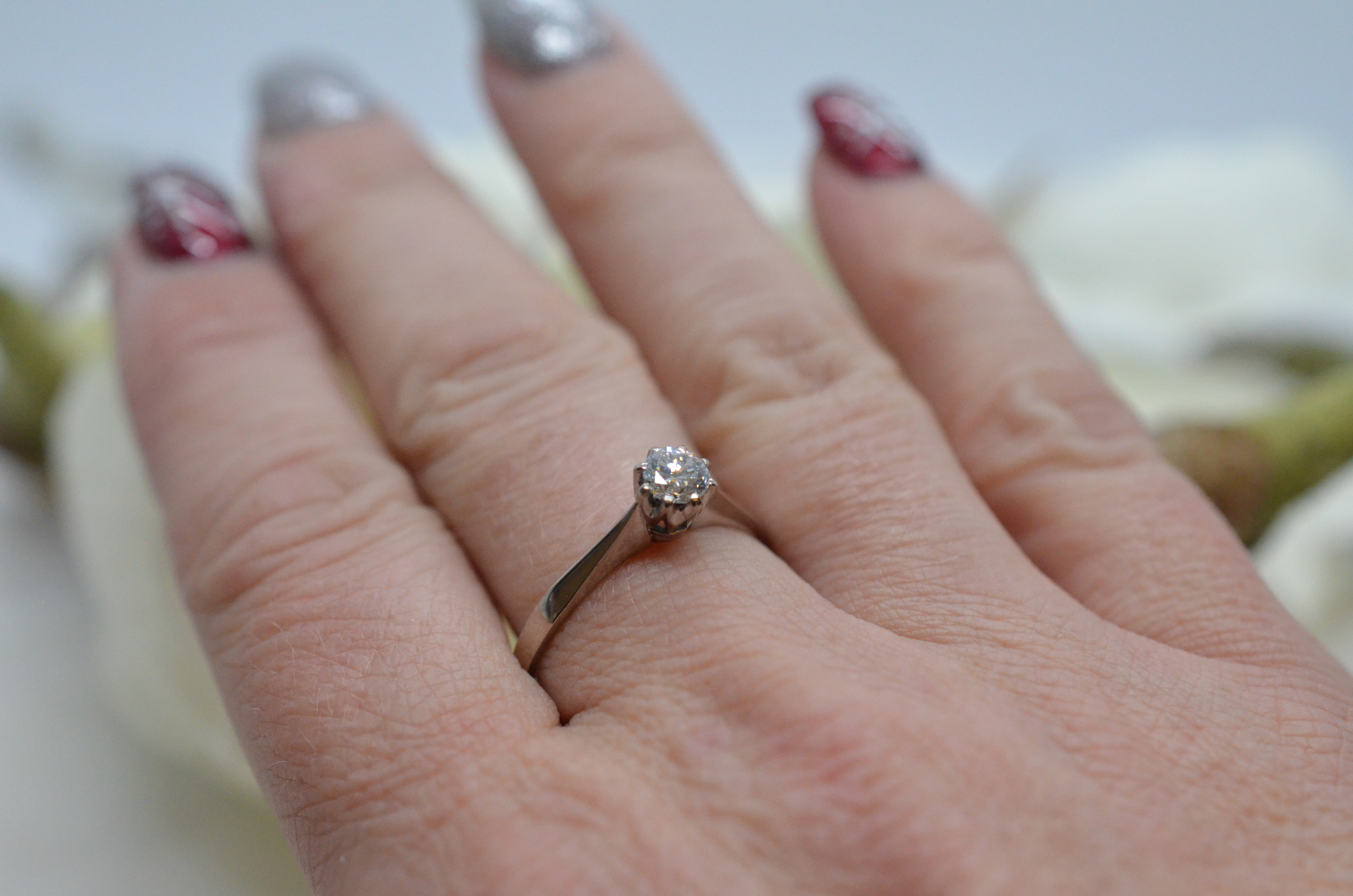 Vintage 18k solitaire ring 0,37 ct - 4