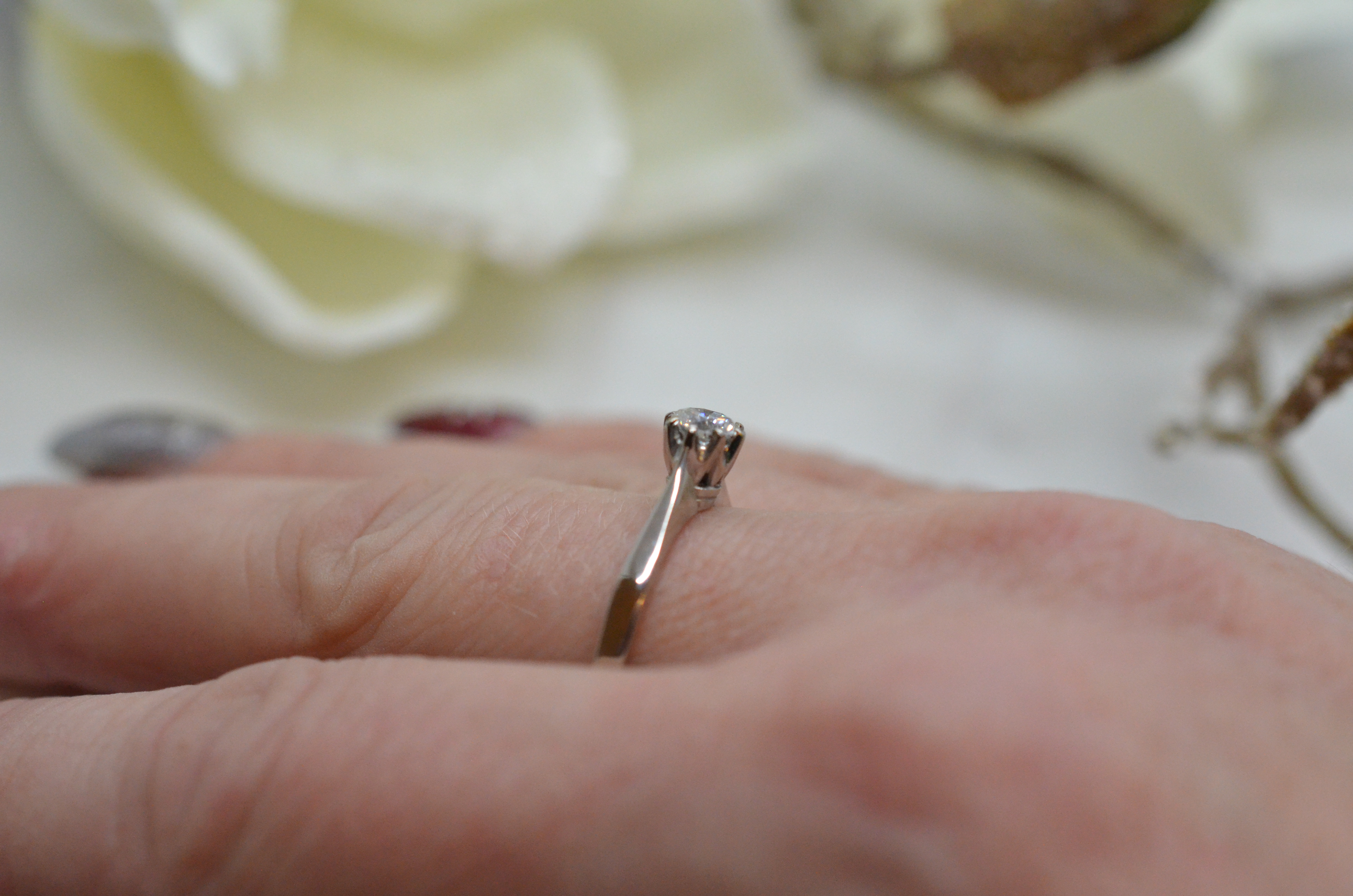 Vintage 18k solitaire ring 0,37 ct - 5