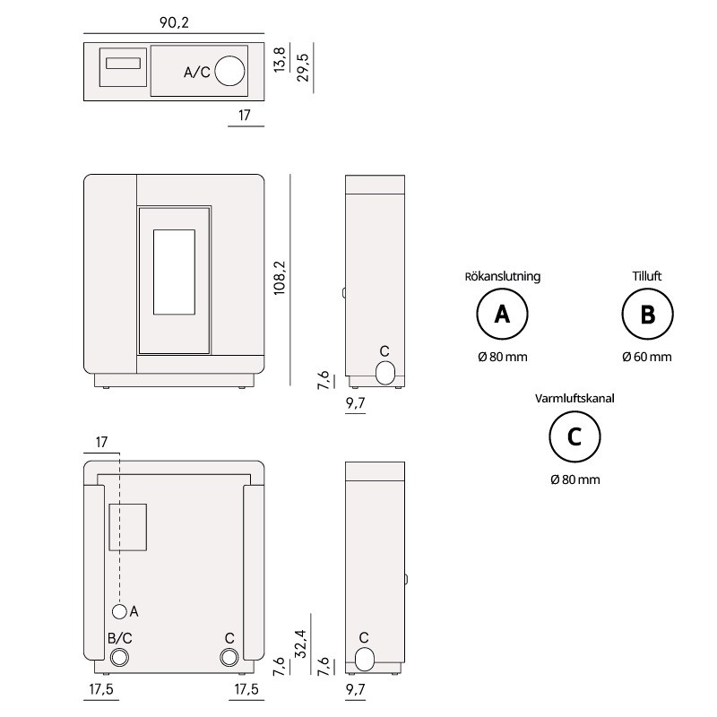 Pelletskamin CADEL Elle Plus 9 kW - 9