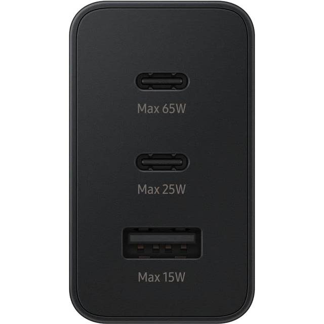 Original Samsung Trio Väggladdare, 65W, USB-A, 2x USB-C - Svart - 2