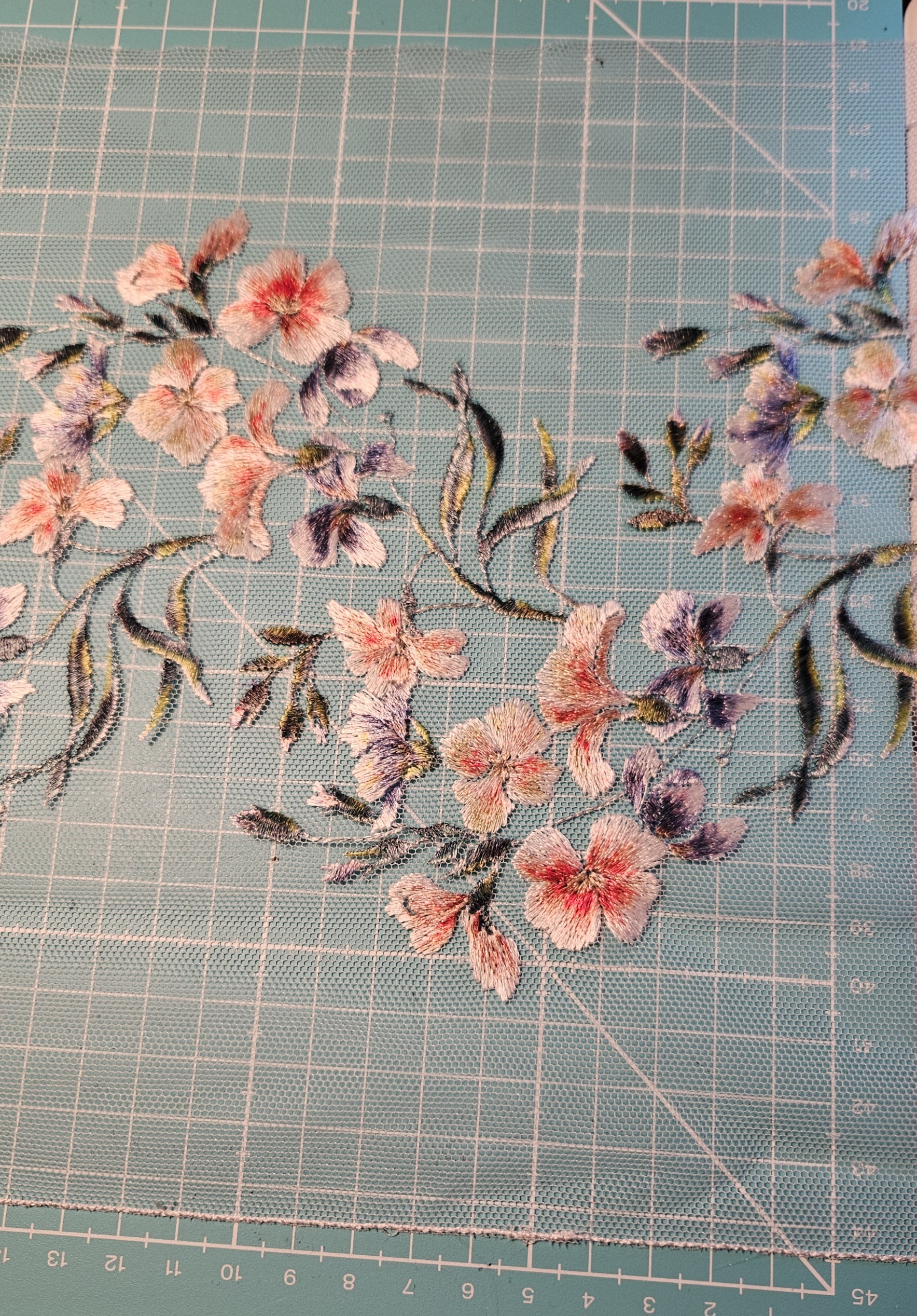 Flerfärgad broderad stum spets - 23 cm