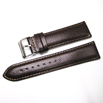Brunt 22 mm armband av kalvläder.