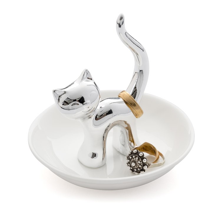 Ringhållare katt - silver - 3