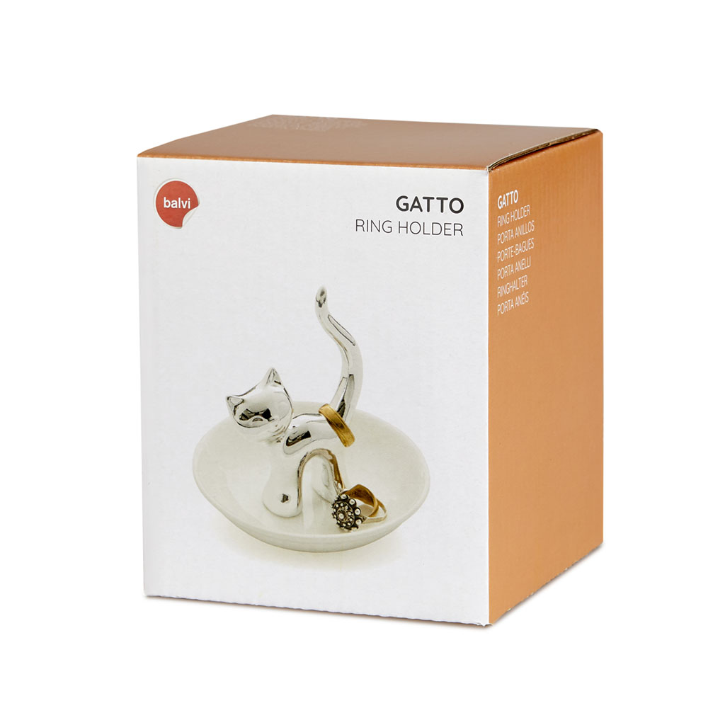 Ringhållare katt - silver - 4