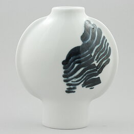 Inger Persson (Lunik 1960s) White Vase with Abstract Decor 17 cm 