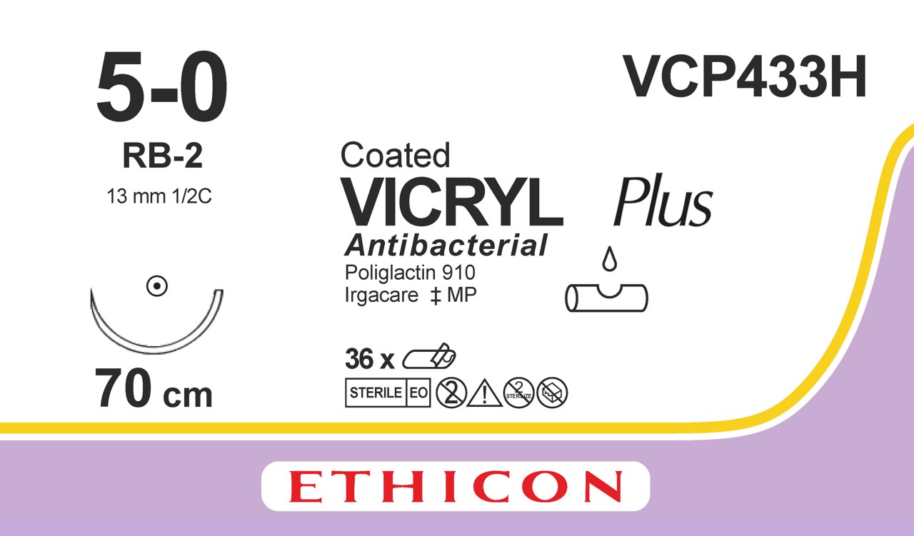 Vicryl Plus sutur  5-0 RB-2 70cm Undyed 36 st