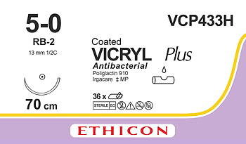 Vicryl Plus sutur  5-0 RB-2 70cm Undyed 36 st