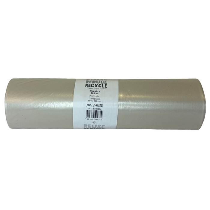 Sopsäck PolyREG 60L 35my Trans