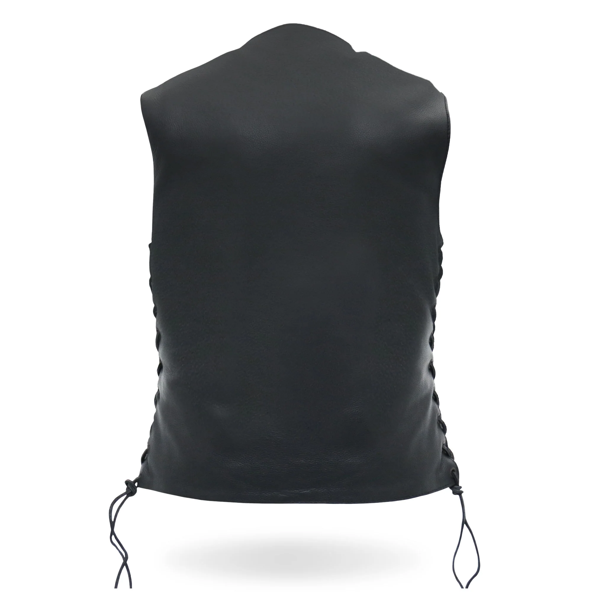 Svart Läder väst för Dam, 'Ten Pocket' Leather Biker  - 4