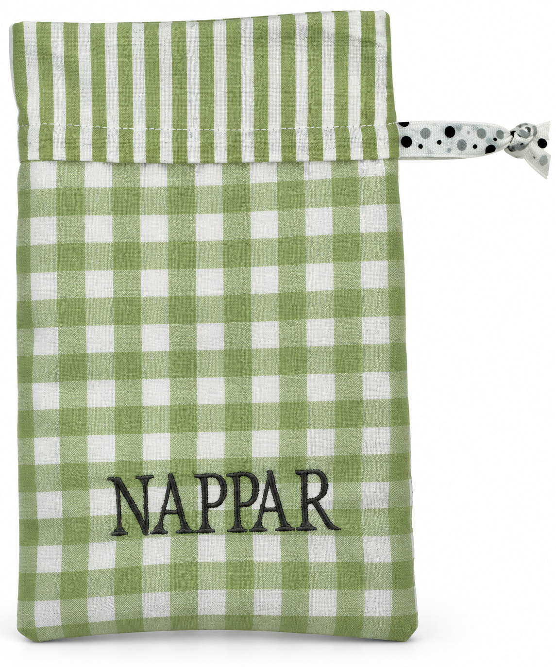 Nappåse i bomull med broderad text - nappförvaring | Grön - 2