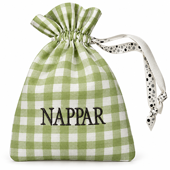 Nappåse i bomull med broderad text - nappförvaring | Grön