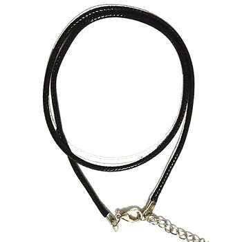 Vävd Svart Konstläder Halsband - 2mm med Rostfritt stål Lås - 60cm