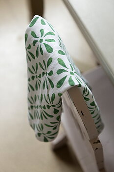 Linen Towel Watercolour White/Green
