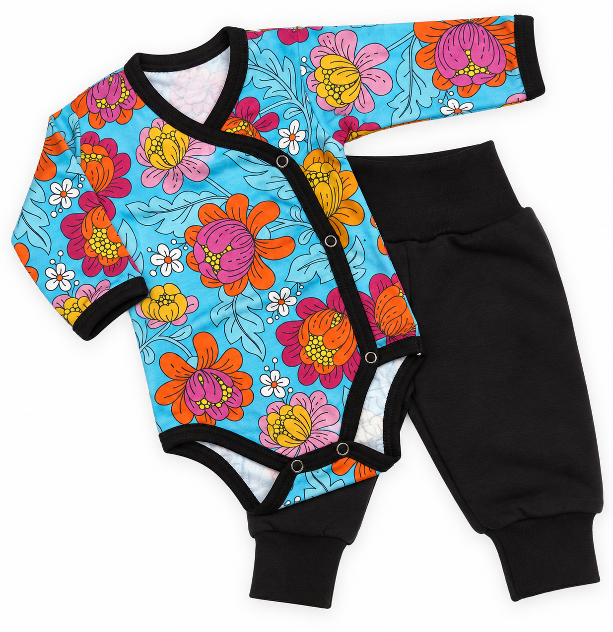 Babyset i bomull – Färgglada blommor | 50/56