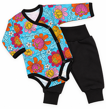 Babyset i bomull – Färgglada blommor | 50/56