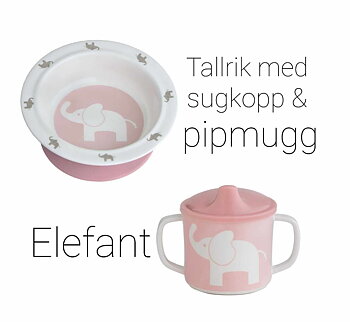 Paket Mugg och Tallrik Rosa Elefant
