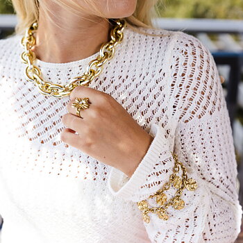 Lilly crystal ring gold