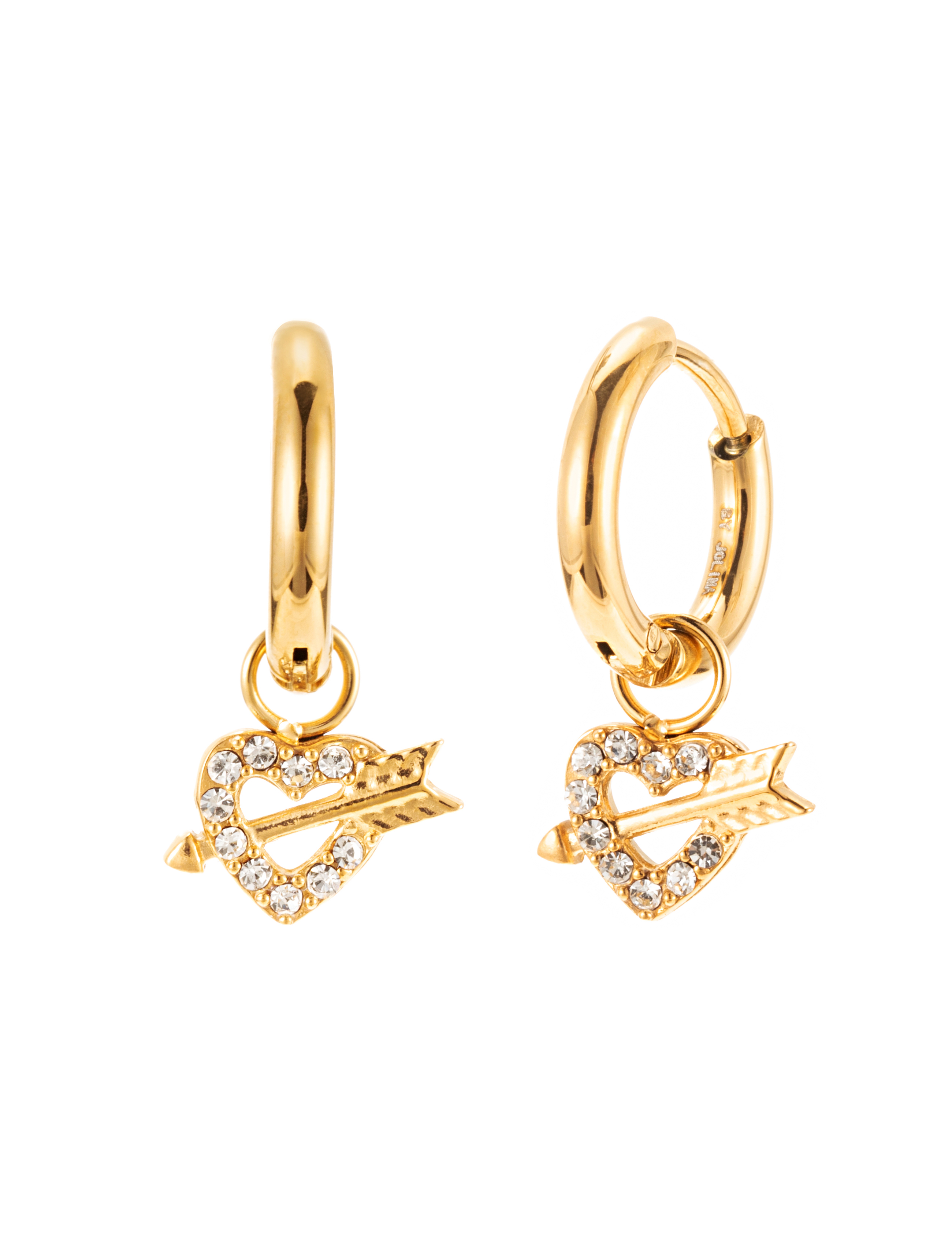 Heart and arrow hoop crystal gold